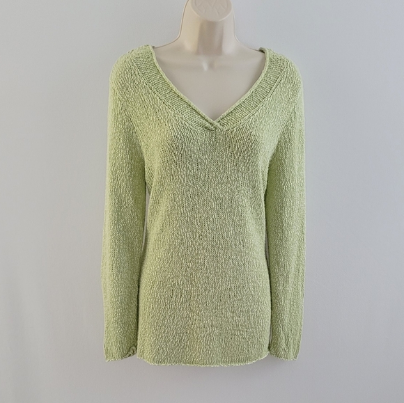 Eileen Fisher Sweater Mint Green Viscose & Linen Size L - Picture 6 of 7